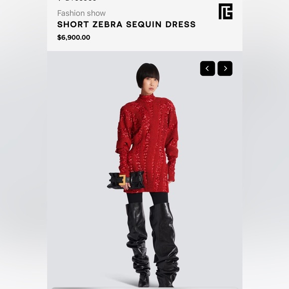 Balmain Red Sequin Runway Dress